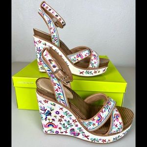 Gianni Bini Boho Lusia Platform Wedge Sandals 10